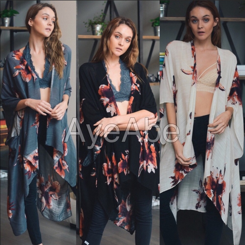 Kimono coverup scarf floral